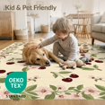 thumbnail image 4 of ODIKA 8'x10' Washable Area Rug Non-Slip Chair-Friendly Mat Cherry Fruit Sprigs Flower Border Flowers Door Clusters Cherries Flowing Dynamic for Dining Room, Large Office, Lounge, 4 of 7