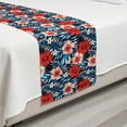 thumbnail image 2 of Tropical Bed Runner, Exotic Illustration of Hibiscus and Plumeria Flowers on Dark Background, Decorative Accent Bedding Scarf for Hotels Homes and Guestrooms, Twin, Ruby Blue, by Ambesonne, 2 of 2
