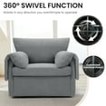 thumbnail image 6 of Oversized Swivel Armchair, Modern 360° Swivel Accent Chair with Removable Armrests and Backrests, Single Lounge Sofa with Side Pockets, Comfortable Seating for Living Room/Bedroom, Grey, 6 of 7