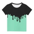 thumbnail image 3 of AJTQTH Boys Girls Cute Tshirts Kids Color Block Short Sleeve Crewneck Tees Tops Summer Casual Comfortable Fit Loose Shirts Blouses Clothes Outfits Mint Green 5-6 Years, 3 of 4