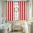 thumbnail image 4 of Sheer Curtains Red Stripes 2 Panels Voile Window Drapes Vertical Striped Light Filtering Window Treatments Semi Sheer Curtain Panels for Living Room Bedroom Bathroom 52x63 inches, 4 of 8