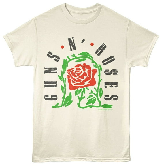 Guns N Roses Thorned Rose Men's T Shirt (Ivory, AdultM)