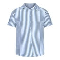 thumbnail image 5 of Hvyesh Men's Striped Linen Shirts Button Down Hawaiian Beach Casual Short Sleeve Button-up Regular Fit Dress Blouses Summer Holiday Shirts for Men, 5 of 5