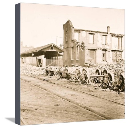 Richmond Imports Richmond Va Richmond, Va. Wheels and burned railroad cars near Richmond & Petersburg Railroad station Stretched Canvas Print Wall Art ()