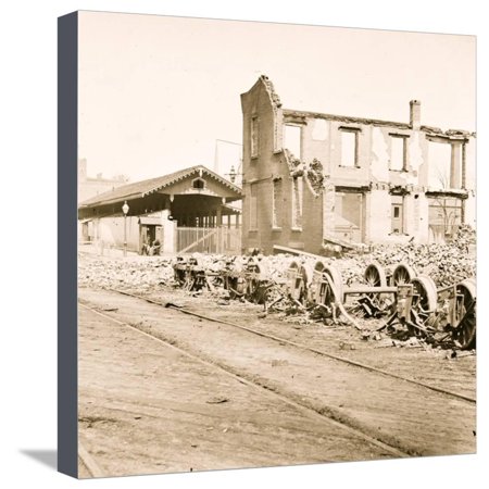 Richmond, Va. Wheels and burned railroad cars near Richmond & Petersburg Railroad station Stretched Canvas Print Wall (Best Hikes Near Richmond Va)