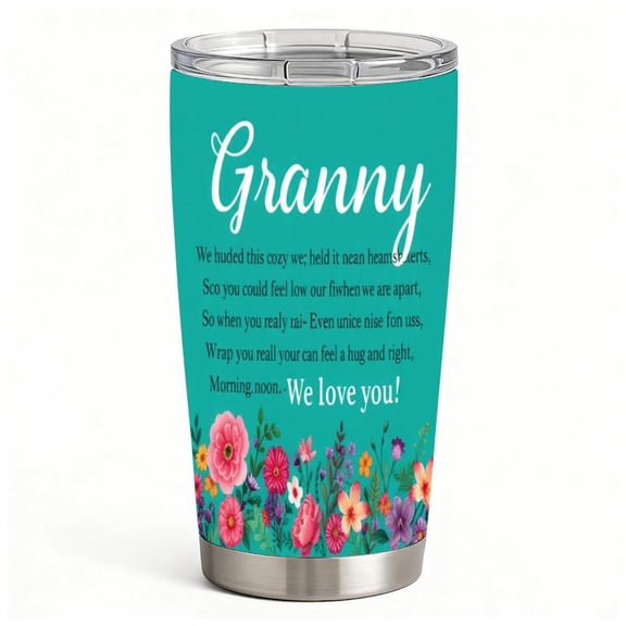 Granny Stainless Steel Insulated Tumbler with Lid, Floral “We Love You” Gift Cup