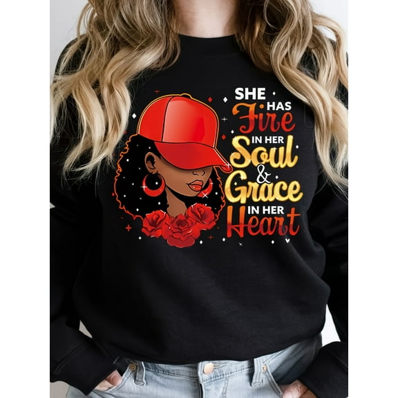 Graphic & Letter Print Sweatshirt, Casual Long Sleeve Crew Neck Sweatshirt, Women's Clothing