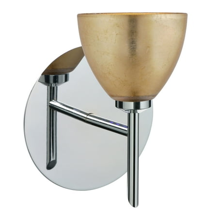 Divi Gold Foil - Besa Lighting 1SW-1758GF Divi 1-Light Halogen Bathroom Sconce with Gold Foil Glass Shade