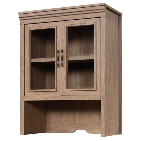Pemberly Row Engineered Wood Library Hutch in Brushed Oak Finish