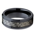 thumbnail image 3 of Silly Kings 8mm Black Ceramic Wedding Ring Carbon Fiber Inlay Classic Design Unisex Mens Womens Band, 3 of 3