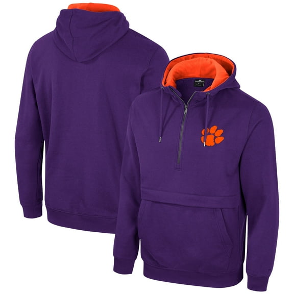 Men's Colosseum Purple Clemson Tigers Half-Zip Hoodie