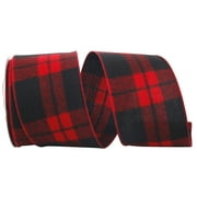 Red and Black Buffalo Plaid Wired Edge Craft Ribbon 4" x 20 Yards