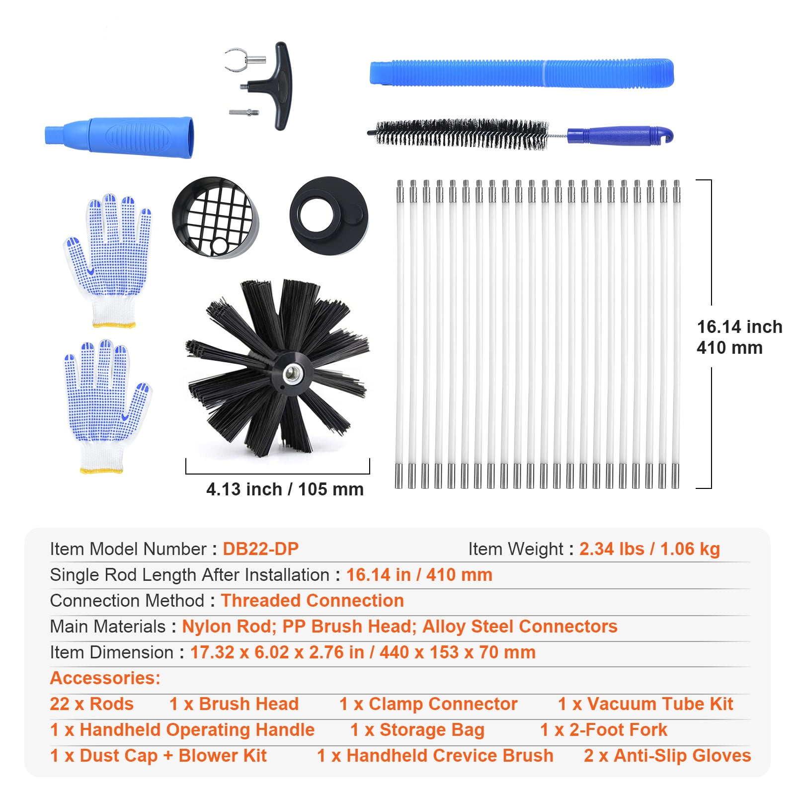 KFFKFF 30 FT Dryer Vent Duct Cleaning Brush Kit w/ Rich Accessories Lint Remover