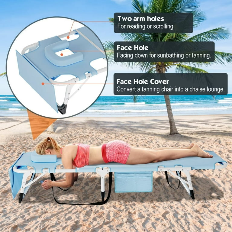 Lilypelle Heavy Duty Tanning Chair Adjustable 5 Position Folding Lounge Beach Poolside Use Walmart