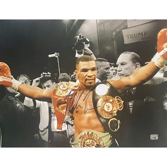 Mike Tyson Autographed Signed 16x20 Photo Tyson Exclusive Hologram Belts
