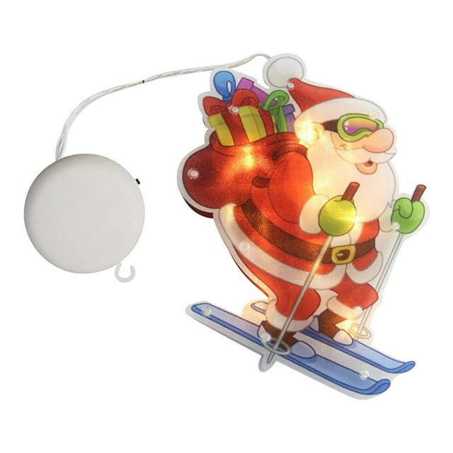 Fiudx Luces Led Decorativas Navideñas, Lámpara Colgante Festiva para Ventana, Vibrante Escena Navideña, para Uso En Interiores y Exteriores, Ambiente Cálido, Material de Pvc, Tamaño 25 X 14 Cm