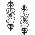 thumbnail image 2 of Wall Sconces Candle Holder Set of 2, Metal Wall Decorations Hanging Wall Mounted Candle Sconces for Living Room Dining Room Farmhouse, Fireplace, Wedding, Black, 2 of 7