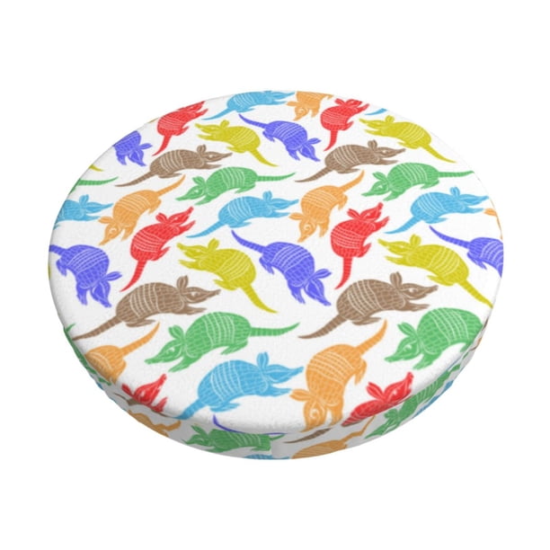 Disketp Colored Armadillos Funda Redonda para Taburete, Funda de Cojín para Silla de Bar Suave y Elástica-14 inch