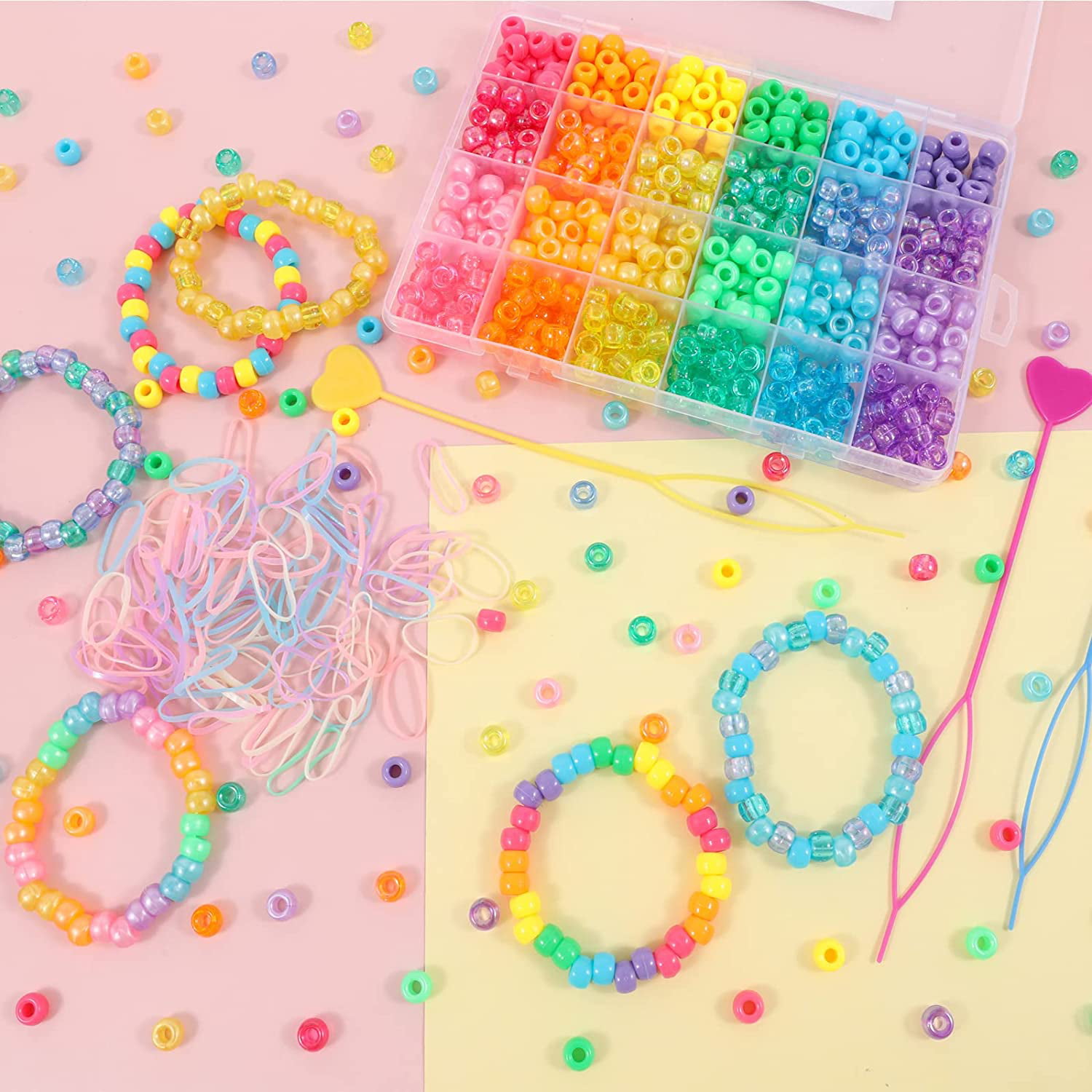Quefe 3840pcs Pony Beads Kit for Jewelry Making, 120 Colors Kandi Beads  Set, 3000pcs Plastic Rainbow…See more Quefe 3840pcs Pony Beads Kit for  Jewelry