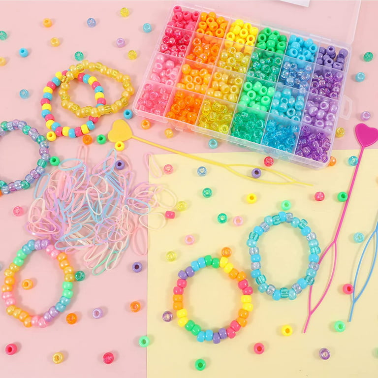 Kandi Beads Bracelet Making Kit, Rainbow Pony Beads for Jewelry