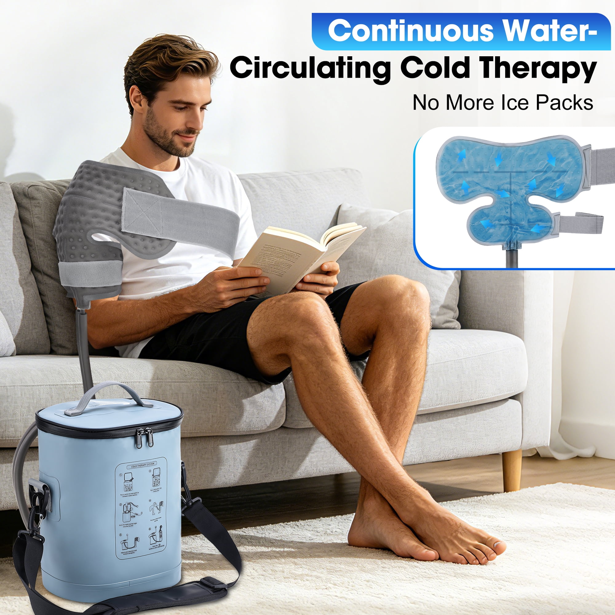 Cold Therapy Machine for Shoulder with 6 Timer Settings & 5 Speeds,8-12H Cooling for Shoulder Knee Ankle,Portable Shoulder Ice Therapy System