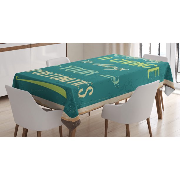 Lifestyle Tablecloth Every Day Is A Chance To Change Your Opportunities Quote Retro Poster Print Rectangular Table Cover For Dining Room Kitchen 60 X 90 Inches Jade Green Tan By Ambesonne