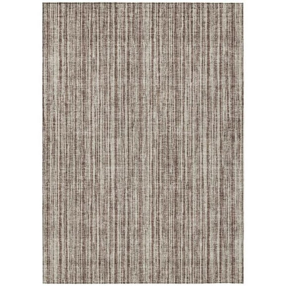 HomeRoots 585473 5 x 8 ft. Striped Washable Indoor & Outdoor Rectangle Area Rug, Brown & Ivory