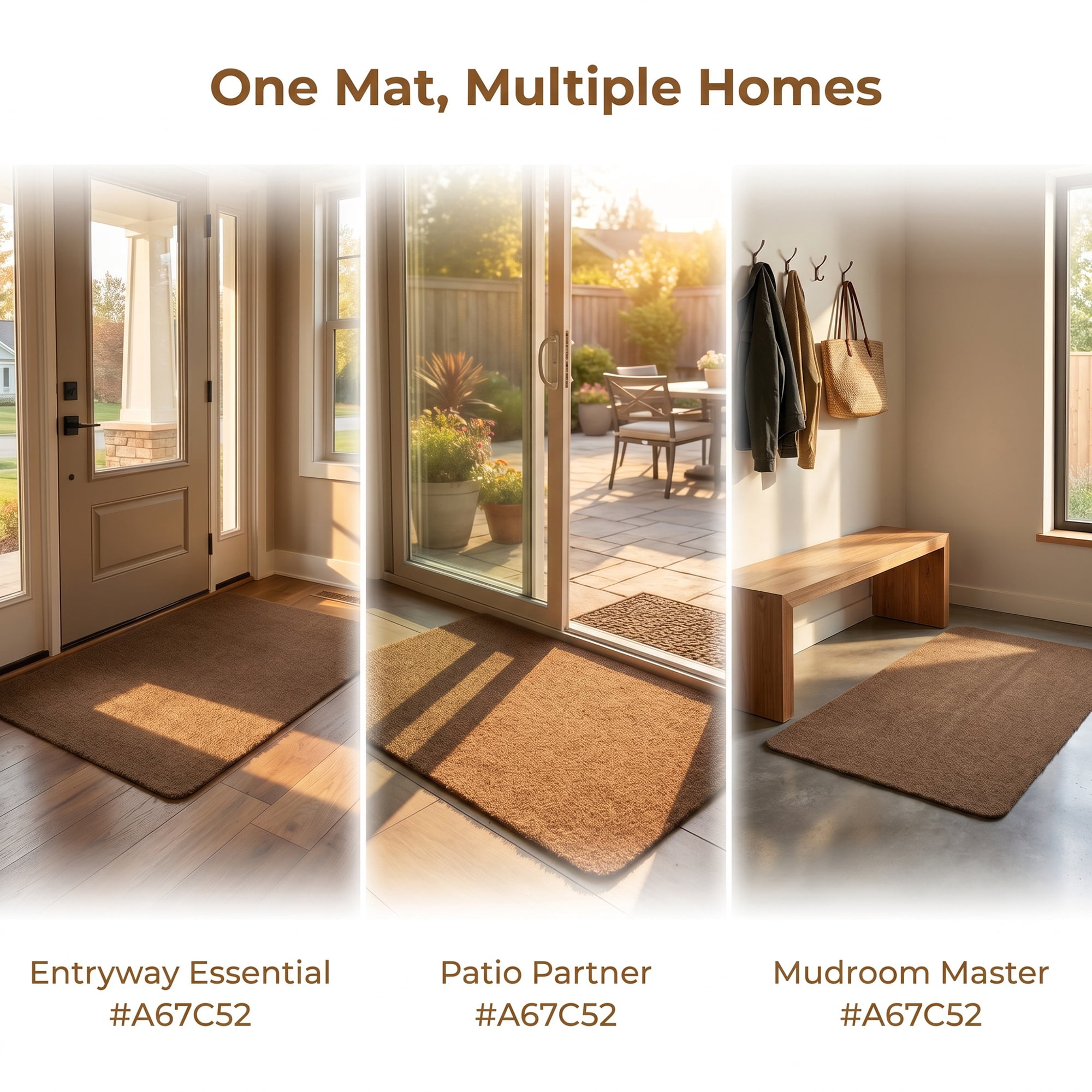 Unique Bargains Outdoor Doormat Waterproof Non-Slip Scraper Mat Dark Brown 35" x 24"