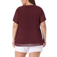 thumbnail image 4 of Unique Bargains Women's Plus Size Outfits Fashion Solid Pin Dots V Neck Top 2X Burgundy, 4 of 6