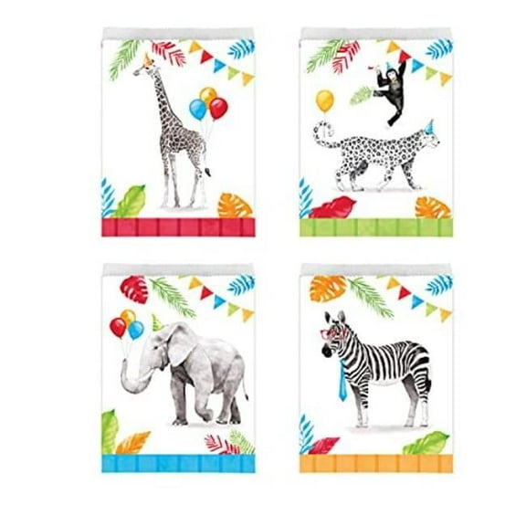 Party Jungle Animals Favor Bags 8 Per Pack