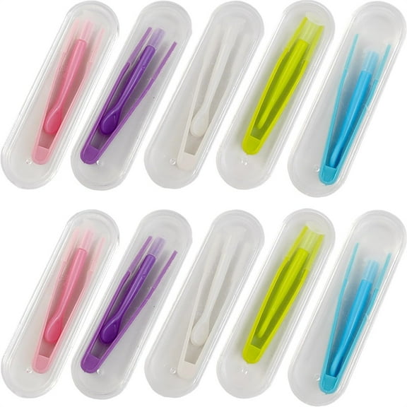 Triani 10Pcs Colorful Contact Lens Tool Case Set Remover and Inserter Portable Tweezers with Soft Tip Strap Handle for Contact Lens Users