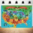 thumbnail image 4 of United States Map Party Backdrop,7X5Ft Cartoon Fun Facts Geography Usa Map Photography Background Party Event Decoration, 4 of 4