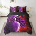 thumbnail image 2 of Erosebridal Purple Dirt Bike Bedding Sets Twin Size 7-Piece, Lightning Print Comforter Sets with Sheets, Reversible, 2 of 5