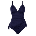 thumbnail image 6 of Hilor Women's One Piece Swimsuits V Neck Crossback Swimwear Bathing Suits Ruffled Skirted Swimdress with Panty Navy 18, 6 of 9