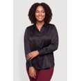 thumbnail image 2 of Women's Plus Size Satin Long Sleeve Button Front Shirt, 2 of 4