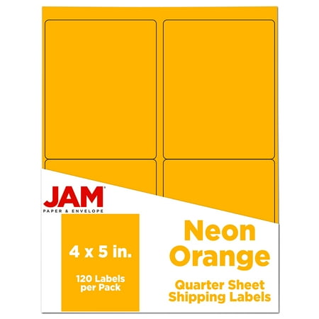 UPC: 0712155858442 | JAM Paper & Envelope Shipping Address Labels  4 x 5  Neon Orange  120 Total