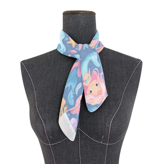 Square Scarf 24x24 Inch Cute Little Mermaids Silky Satin Sun Protection Neck Scarf for Women Multi-Purpose Head Wrap Bandana for Hair Bag Decoration