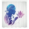 thumbnail image 3 of Ambesonne Feminine Shower Curtain, Lady with Floral Hair, 69"Wx70"L, Purple Blue, 3 of 5