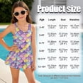 thumbnail image 7 of Xixirimido Colored Mermaid Scale Print Girls One-piece Swimsuits Sleeveless Swimwear with Skirt & Built-in Shorts Hawaiian Beach Vacation Modest Bathing Suit, 5-6 Years, 7 of 7