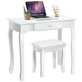 thumbnail image 5 of Costway White Vanity Wood Makeup Dressing Table Stool 3 Drawer, 5 of 10