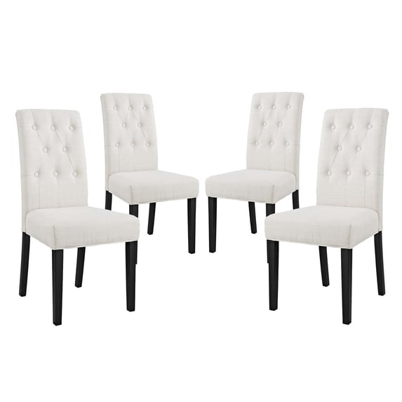 Modern Contemporary Urban Design Dining Kitchen Room Side Chair, Set of Four, Fabric, Beige