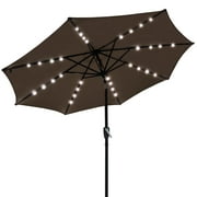 KOVAL INC. 9ft Solar Powered Lighted Outdoor Market Tilt Patio Umbrella