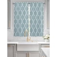 thumbnail image 2 of Blue Moroccan Living Room Curtains 2 Panel, Retro Country Geometric Quatrefoil Plaid Cafe Window Treatment, Extra Long Farmhouse Bedroom Bathroom Kitchen Curtains Drapes 104"x72", 2 of 6