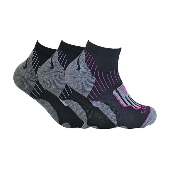 3 Pairs Ladies Ankle Breathable Cycling Socks | Sock Snob | Sport Socks with Heel Padding for Women