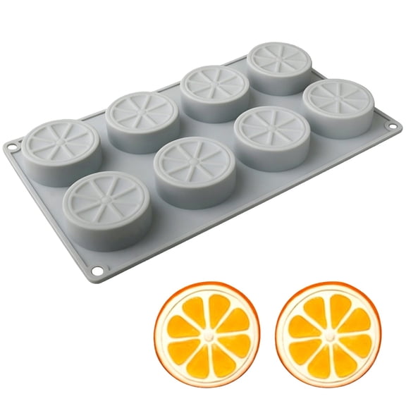 Silicone Mini Pan, Orange Shape Silicone Mold, Nonstick Food Grade Baking Pan, Reusable 8-Cavity Cupcake Mold for Cake Pops, Chocolate, Jelly and Candy Making, 11.4 x 6.7 in