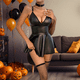 thumbnail image 4 of Vestido ajustado de cuero sin mangas con espalda descubierta para mujer, traje de corte bajo con ribete, camisas negras, uniforme para fiesta de carnaval y Halloween, 4 of 4
