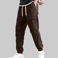 thumbnail image 2 of Dagugfen Cargo Pants for Men Drawstring Elastic Waist Baggy Solid Color Jogger Sports Pants Pockets, 2 of 6