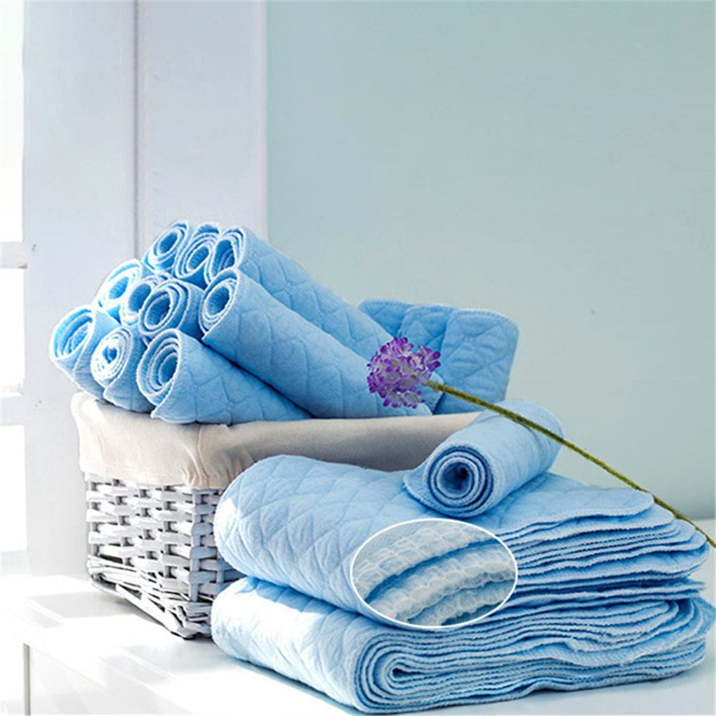 GoXteam 10 Pack Baby Eco Cotton diapers, Multiple-Use Reusable Six-layer Natural Cloth Diaper for Baby (Blue)