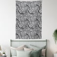 thumbnail image 4 of Black and White Tapestry, Abstract Shapes and Dots Water Themed Bubbles and Waves Ocean Surface, Wall Hanging for Bedroom Living Room Dorm Decor, 60W X 80L Inches, Black White, by Ambesonne, 4 of 5