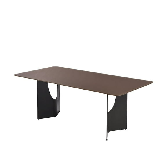 Armen Living 79in Rectangular Dining Table with Maroon Tempered Glass Table Top-Seats up to 6